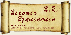 Milomir Ržaničanin vizit kartica